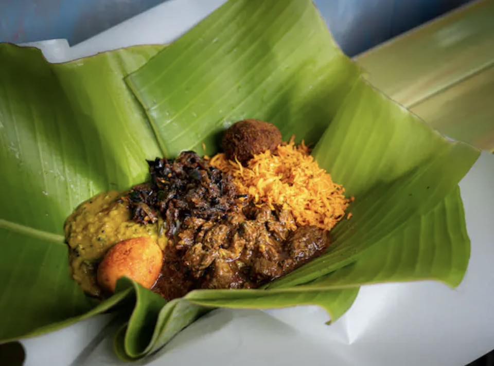 Lamprais in banana leaf
